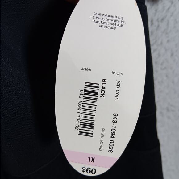 JCP Boutique+ Dress Size 1X Black With Mesh Panels Short Sleeve Zippered NWT - Picture 9 of 10